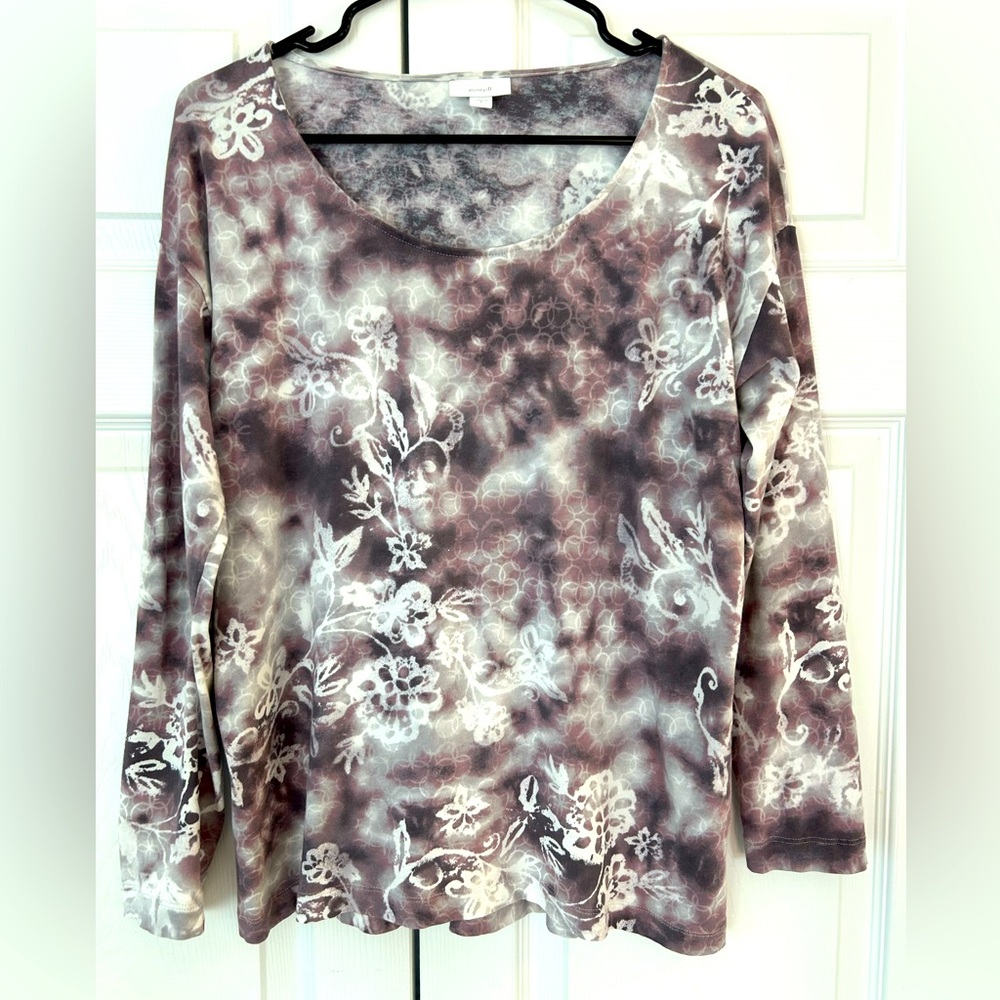NWOT J.Jill Purejill Women’s Purple Flower Print Tunic Blouse Shirt Size S